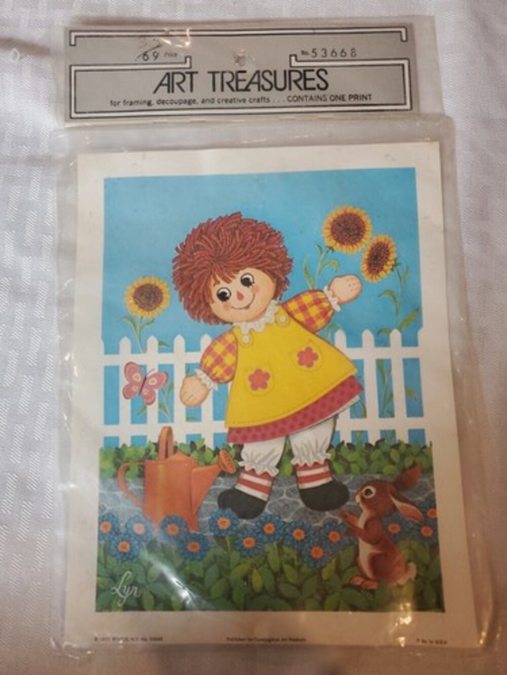 STAPCO CUNNINGHAM ART Decor RAGGEDY ANN LITHO Photo Decopauge 1973